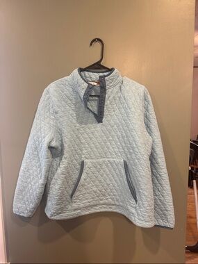 Orvis Light Blue Quilted Snap Sweater